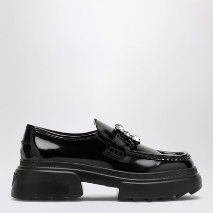 Wallaviv Black Patent Leather Platform Loafer