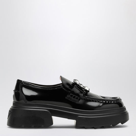 Wallaviv Black Patent Leather Platform Loafer