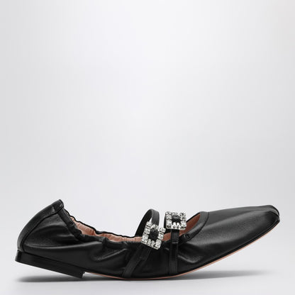 Black Nappa Ballerina With Straps