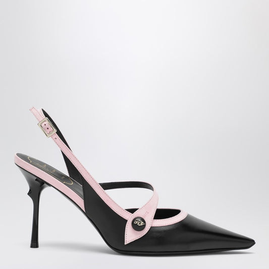 Black/pink Vivier slingback pumps