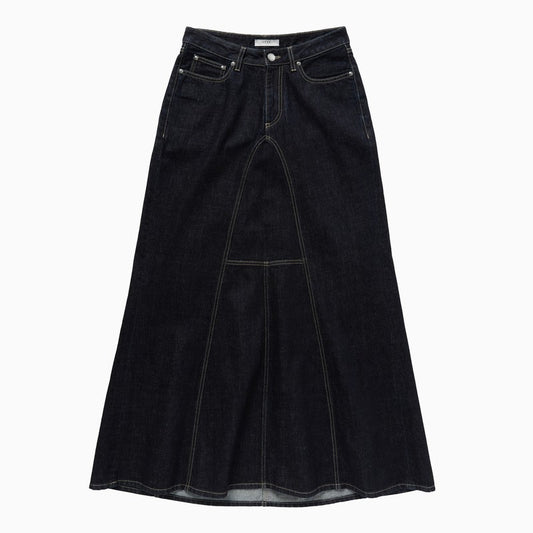 Long Denim Skirt Dark Blue