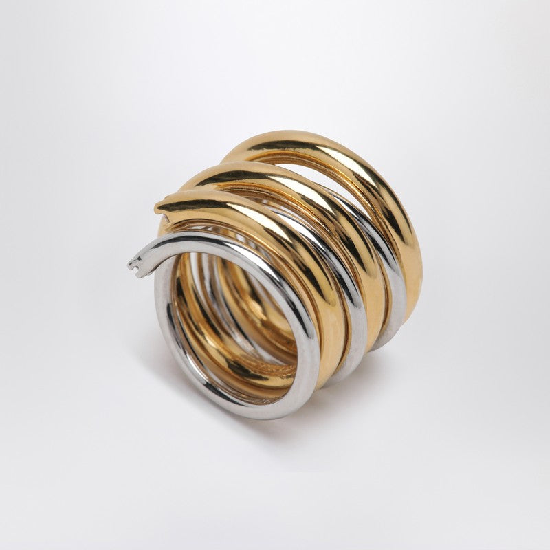 Spiral ring in gold and silver tone