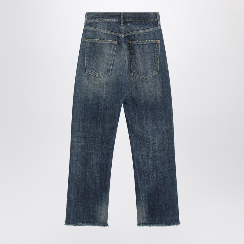 Straight-leg jeans in faded blue denim