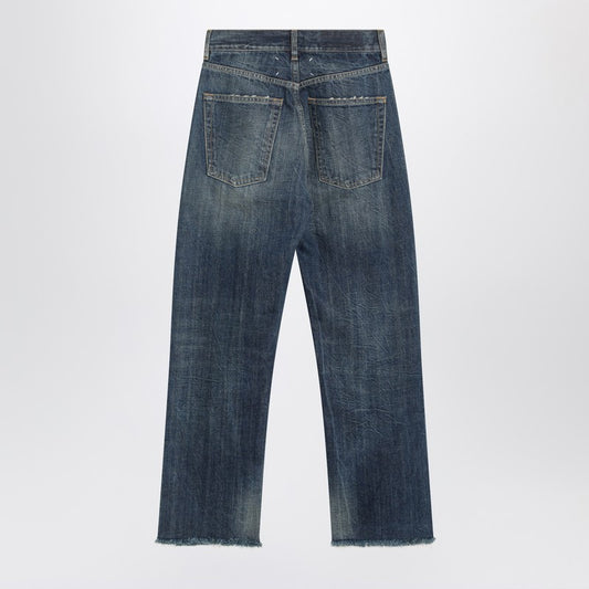 Straight-leg jeans in faded blue denim
