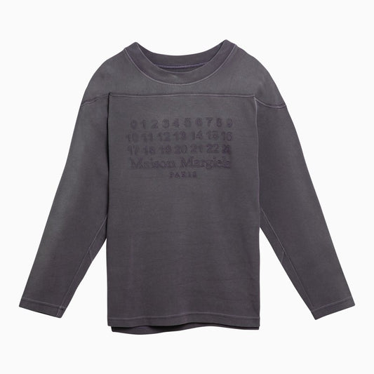 Aubergine-Coloured Cotton Sweater With Logo