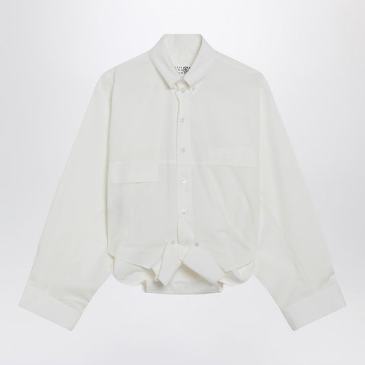 White cotton shirt with mirrored effect