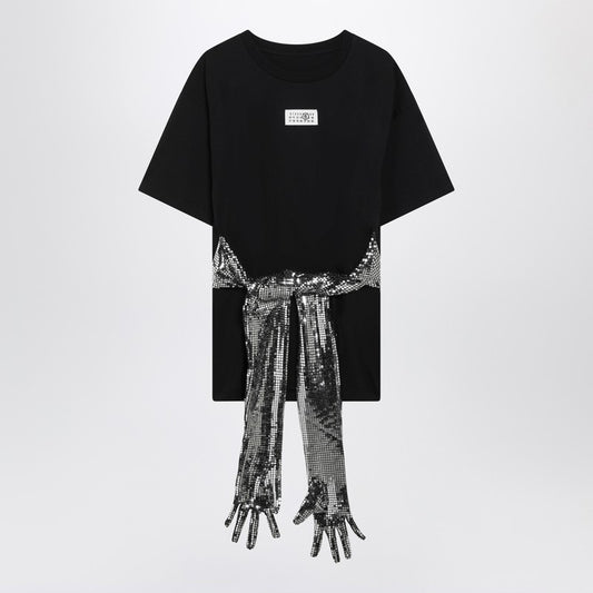 Black cotton T-shirt with gloves