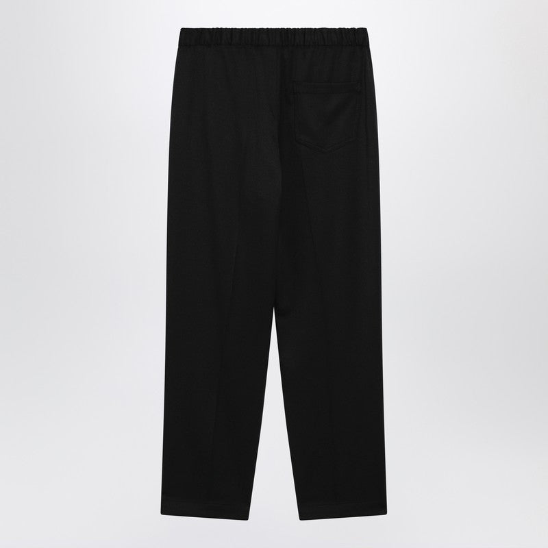 Black wool-blend trousers