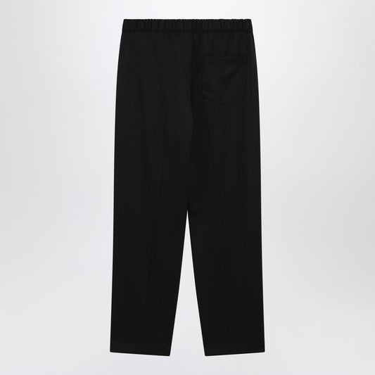 Black wool-blend trousers