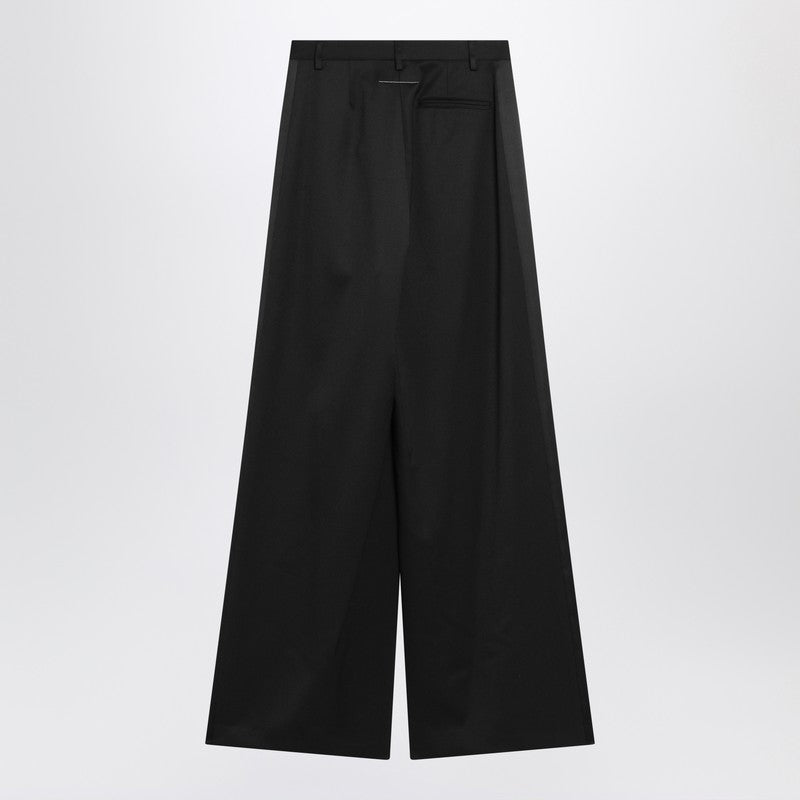 Black satin palazzo pants
