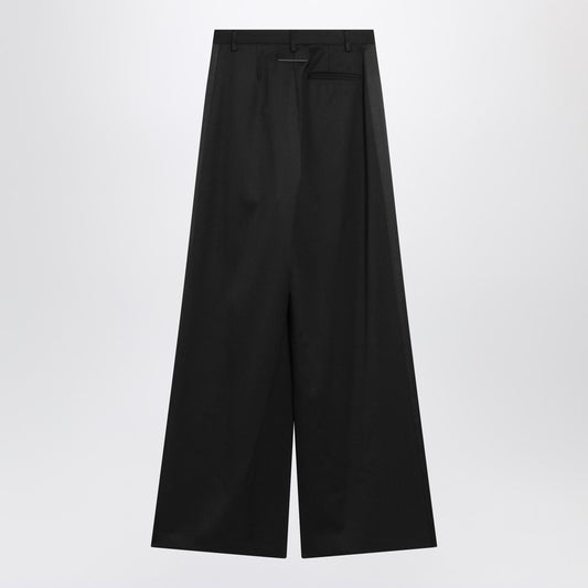 Black satin palazzo pants