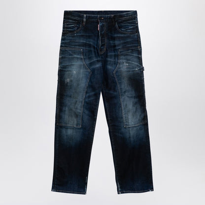 Navy Blue Jeans In Washed Denim