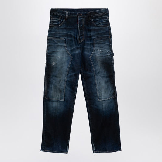 Navy Blue Jeans In Washed Denim
