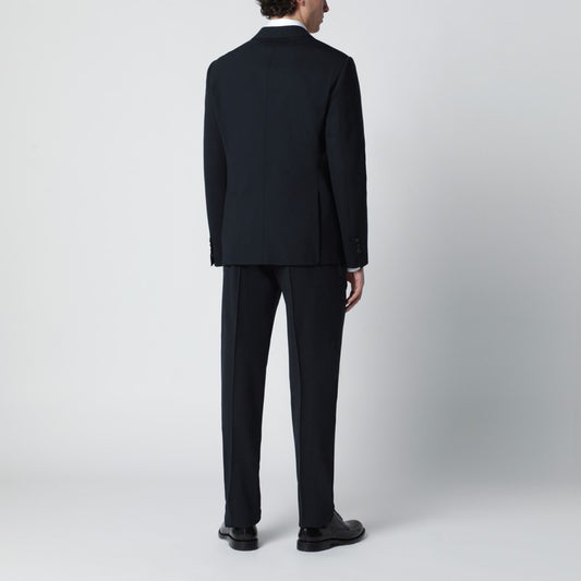 Navy blue single-breasted suit in wool blend