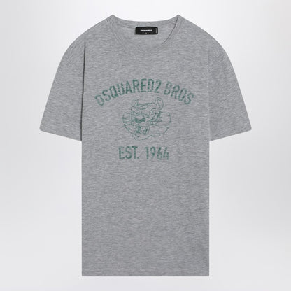 Grey Mélange T-shirt With Logo Print