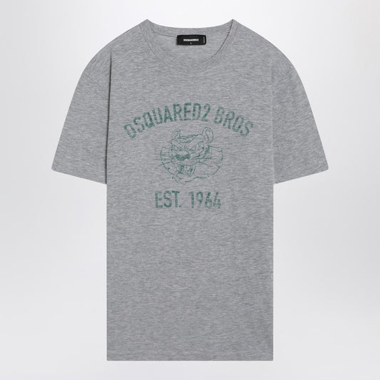 Grey Mélange T-shirt With Logo Print