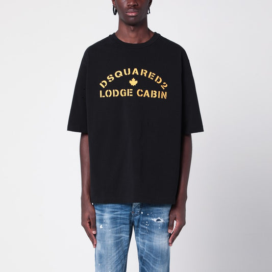 Black Cotton T-shirt With Logo