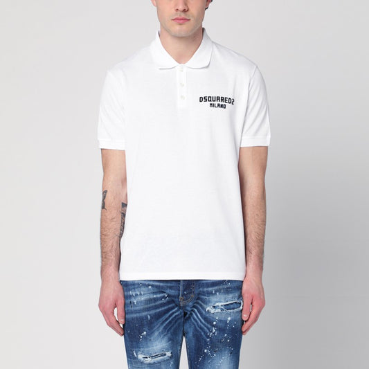 White Polo In Cotton With Logo