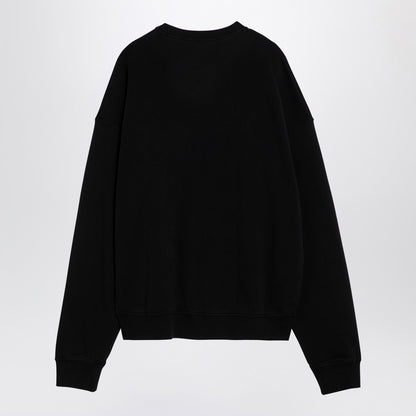 Black Cotton Crew-neck Sweatshirt With Logo