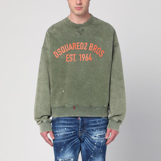 Washed Green Sweatshirt With Logo
