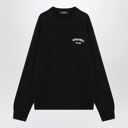 Black Cotton Sweatshirt With Logo