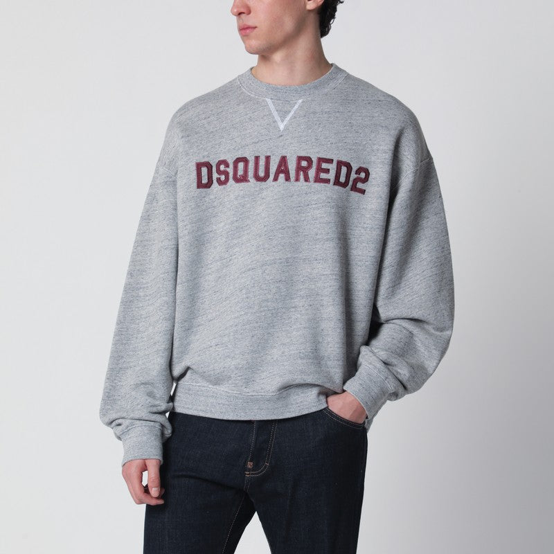 Grey mélange sweatshirt with logo embroidery