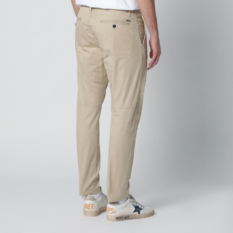Beige cotton-blend trousers