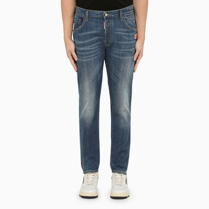 Regular blue washed denim jeans