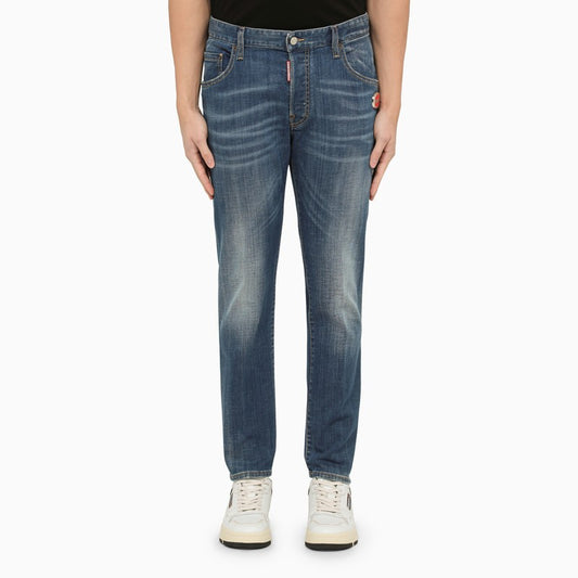 Regular blue washed denim jeans