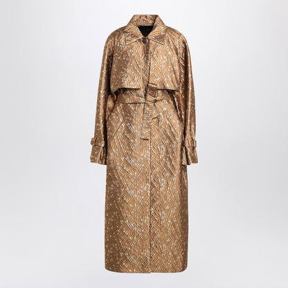 Trench In Gold Colour In Jacquard