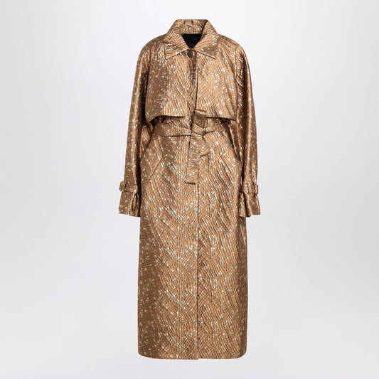 Trench In Gold Colour In Jacquard