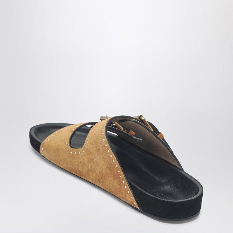 Lennyo sandals in hazelnut suede