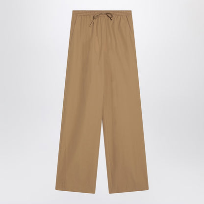 Sand-coloured Trousers In Cotton