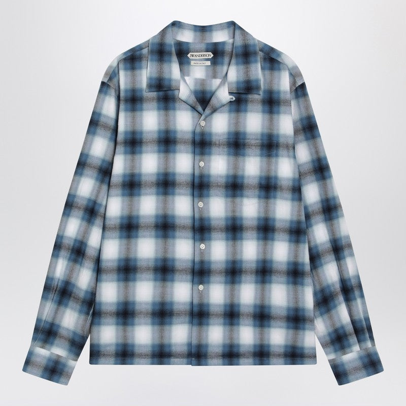 Blue gradient check shirt