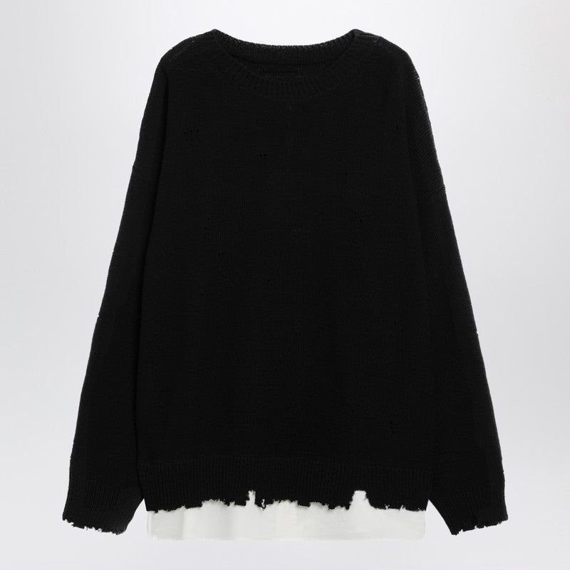 Black sweater with distressed hem
