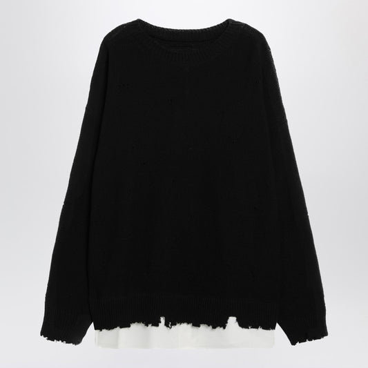 Black sweater with distressed hem