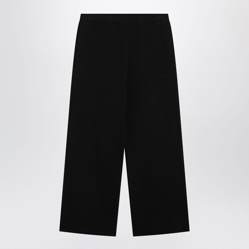Black wide-leg jersey trousers