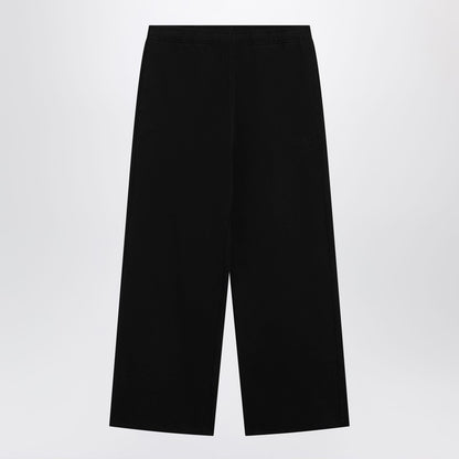 Black wide-leg jersey trousers