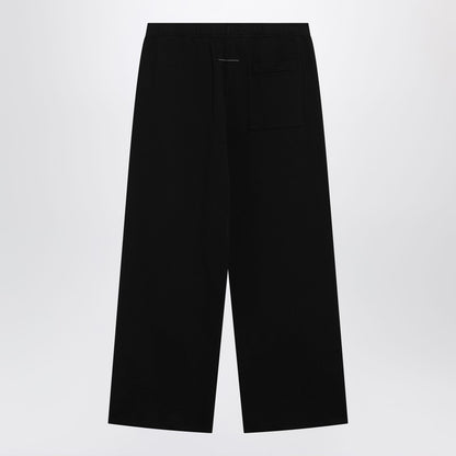 Black wide-leg jersey trousers