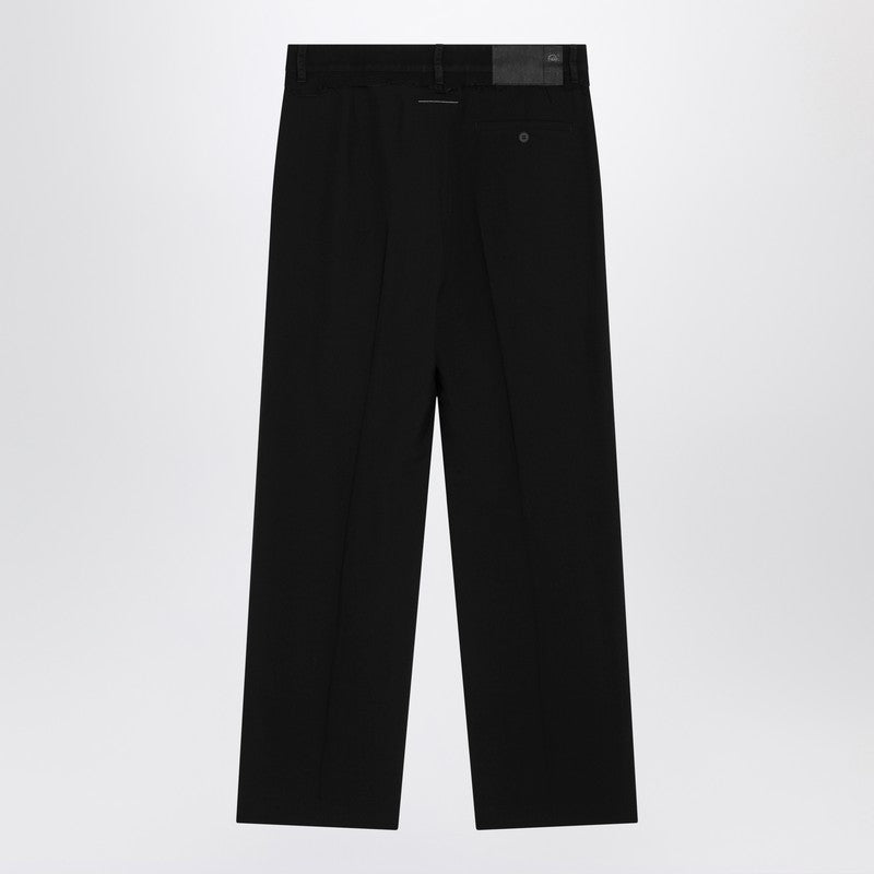 Black wool-blend trousers
