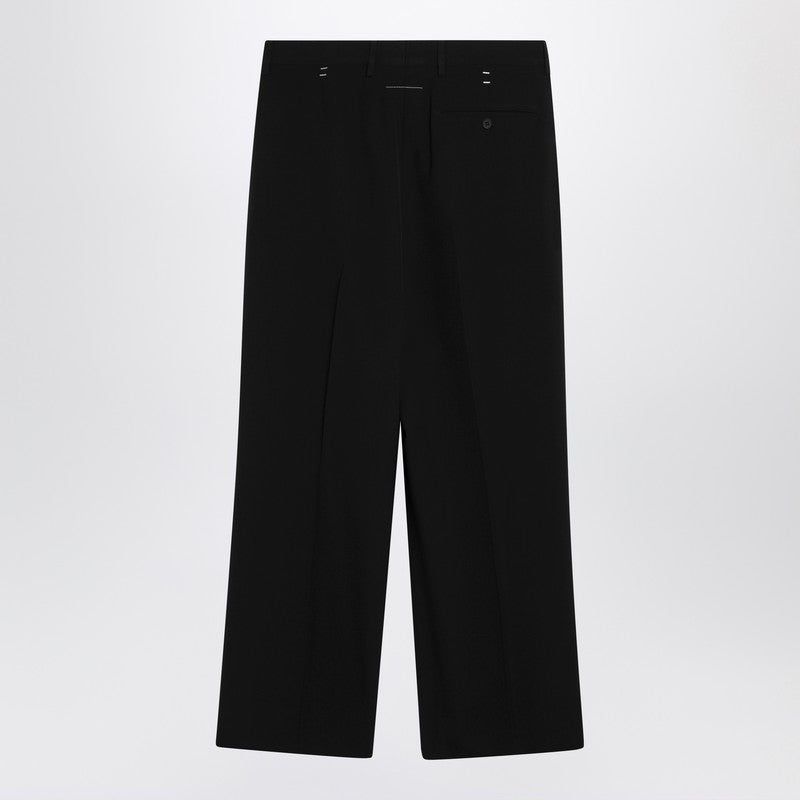 Black wool-blend trousers with staples