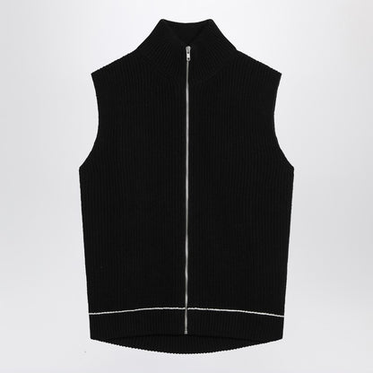 Vest With Zip Black In Cotton Blend