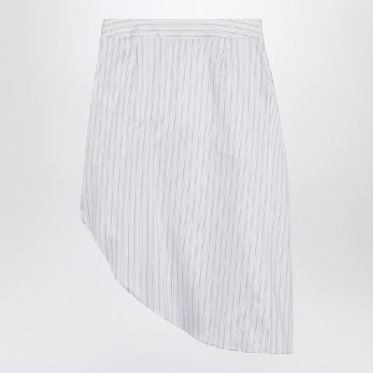 White striped draped asymmetric skirt