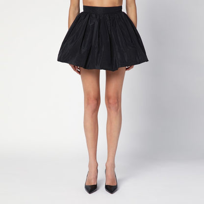 Black Polyester Mini Skirt