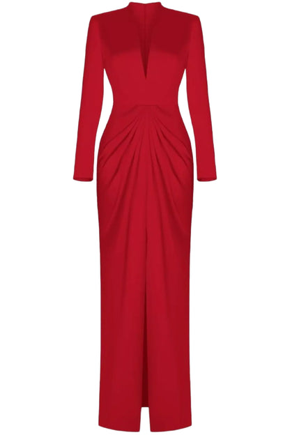 SATIN GOWN WITH DRAPED SKIRT