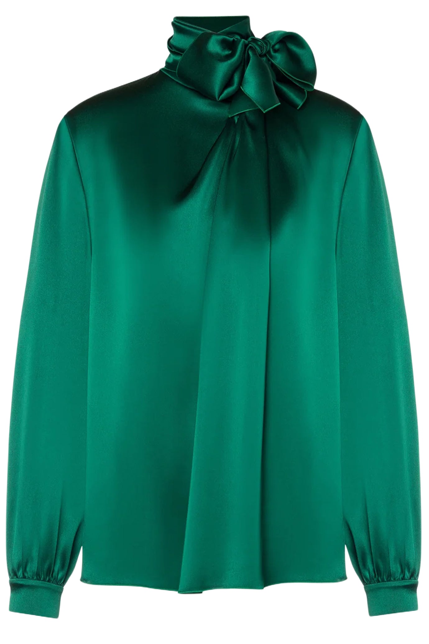 SATIN POLO SHIRT WITH LAVALLIERE COLLAR