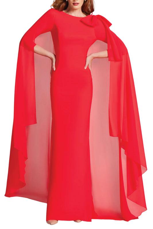 SCUBA COLUMN BOW SHOULDER GOWN