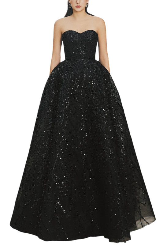SEMI-HEART STRAPLESS TAFFETA HARLEY BALL GOWN