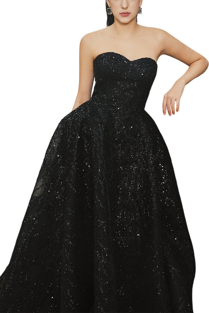 SEMI-HEART STRAPLESS TAFFETA HARLEY BALL GOWN
