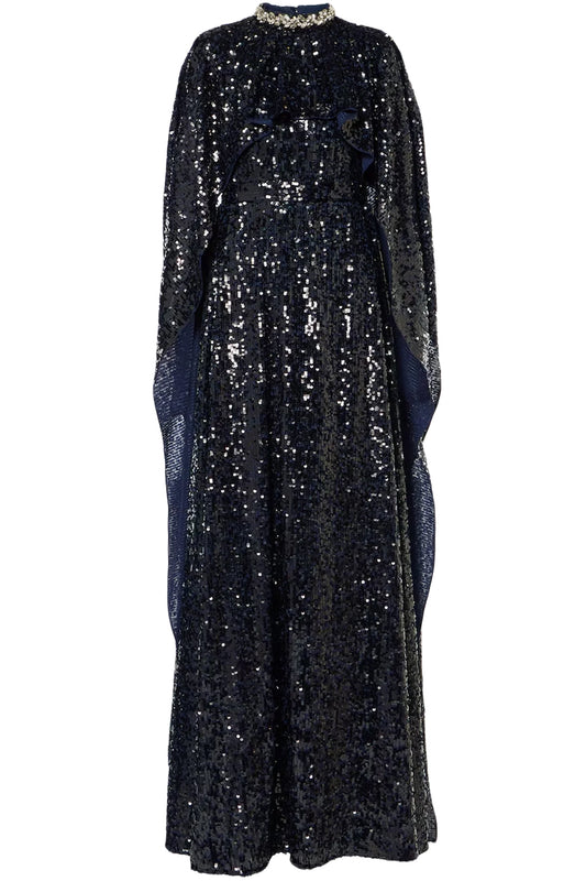 SEQUINED CAPED GOWN